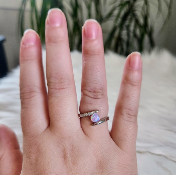 NWT Ryze Lab-Created Pink Opal & White CZ .925 Sterling Silver Ring - Size 8 - Picture 9 of 9